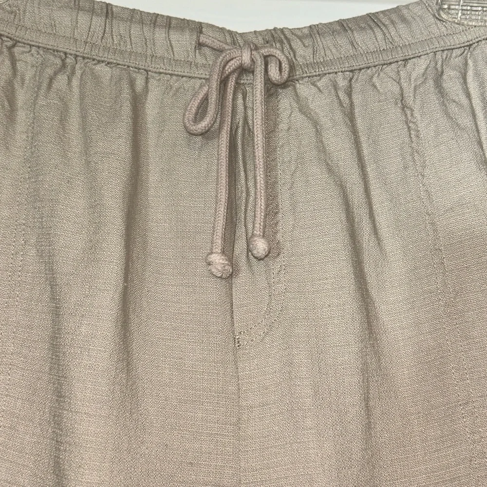 Splendid Sorrento Linen Pants M Almond Women's Wide Leg Ankle Casual Career